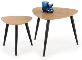 NICEA 2, set of two coffee tables, color: golden oak / black DIOMMI V-CH-NICEA_2-LAW