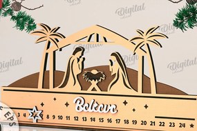 Σετ των 2 Intra απο ξύλο plywood 3mm-4mm πάχος - Countdown Advent Calendar Cut Laser Δίασταση 30x20 cm INTRAFABR-108028320