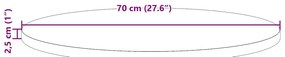 vidaXL Επιφάνεια Τραπεζιού Λευκή Ø70 x 2,5 εκ. από Μασίφ Ξύλο Πεύκου