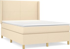 vidaXL Κρεβάτι Boxspring με Στρώμα Κρεμ 140x190 εκ. Υφασμάτινο