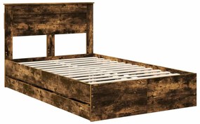 vidaXL Σκελετός Κρεβατιού Καπνιστό Δρύς 135 x 190 cm Μηχανήματος Ξύλο