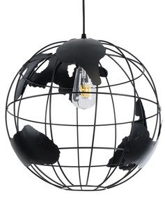 GloboStar EARTH 01663 Vintage Industrial Κρεμαστό Φωτιστικό Οροφής Μονόφωτο 1 x E27 AC220-240V IP20 - Φ40 x Υ40cm - Μαύρο Μεταλλικό Πλέγμα - 5 Χρόνια Εγγύηση