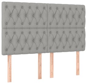 vidaXL Κρεβάτι Boxspring με Στρώμα Ανοιχτό Γκρι 140x200 εκ. Υφασμάτινο