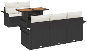 vidaXL σετ καναπέ κήπου με μαξιλάρια  6 κομμάτια μαύρο ρατάν πολυεστέρα