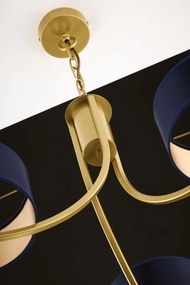 Κρεμαστό Πολύφωτο Arthur Φ65cm Χρυσό με Μπλε Ύφασμα