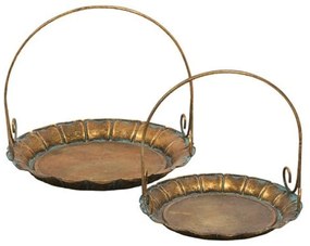 Διακοσμητικός Δίσκος (Σετ 2Τμχ) 149-223-037 28x28x27cm Bronze Metal