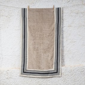 Πετσέτα Θαλάσσης (80x160) White Fabric Stripy Blue Beige