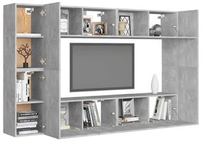 vidaXL Έπιπλα Τηλεόρασης Σετ 8 τεμ. Γκρι Σκυροδέματος από Μοριοσανίδα