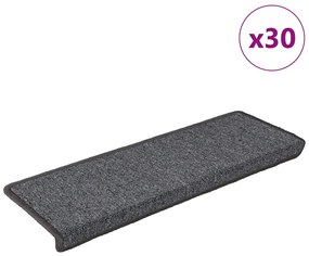 vidaXL Πατάκια Σκαλοπάτια 30 τεμ. Σκούρο Γκρι 65x21x4 εκ. με Ορθογώνια Άκρη