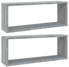 vidaXL Ραφιέρες Τοίχου Κύβος 2 τεμ Γκρι Sonoma 60x15x23 εκ. Επεξ. Ξύλο