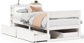 vidaXL Σκελετός Κρεβ. Χωρίς Στρώμα Λευκό 75x190 εκ Μασίφ Πεύκο