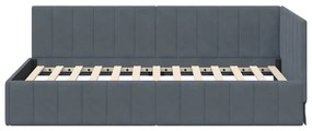 vidaXL Κρεβάτι Γωνίας με κεφαλάρι Σκούρο γκρι 100 x 200 cm Βελούδο