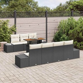 vidaXL Σέτ φαγητού για κήπο 8 pcs Μαύρο, Κρέμα 100 x 55 x 73 εκ
