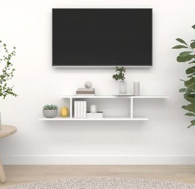 vidaXL Ράφι Τηλεόρασης Επιτοίχιο Λευκό 125x18x23 εκ. από Επεξ. Ξύλο