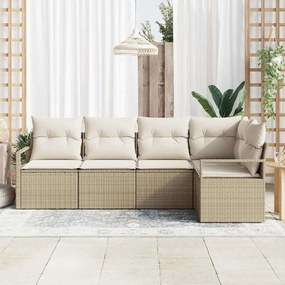 vidaXL Σετ Καναπέ Κήπου 5 pcs Μπεζ Πολυ ράταν