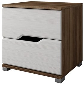 Ξύλινο Κομοδίνο NANDA Oak Katania Black/White Gold 45x40x46cm