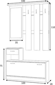 Έπιπλο εισόδου Raynold Megapap χρώμα καρυδί 100x30x180εκ.