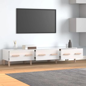 vidaXL Έπιπλο Τηλεόρασης Γυαλ. Λευκό150x34,5x30εκ.Επεξεργασμένο Ξύλο