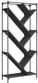 vidaXL Βιβλιοθήκη Μαύρη 79x30x180 εκ. Επεξεργασμένο Ξύλο & Μέταλλο