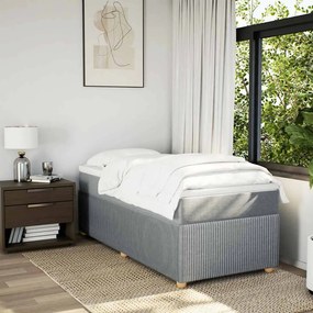 vidaXL Κρεβάτι Boxspring με Στρώμα Ανοιχτό Γκρι 90x190 εκ. Υφασμάτινο