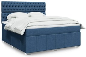vidaXL Κρεβάτι Boxspring με Στρώμα Μπλε 180x200 εκ. Υφασμάτινο