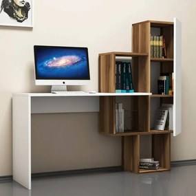 Stewehome Γραφείο με βιβλιοθήκη Καρυδιά Λευκό 145x45x142 cm