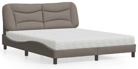vidaXL Κρεβάτι Taupe 160x200 εκ. Υφασμάτινο