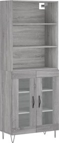 vidaXL Ντουλάπι Γκρι Sonoma 69,5 x 34 x 180 εκ. Επεξεργασμένο Ξύλο