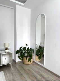 Stewehome Οβάλ καθρέφτης με μεταλλικό πλαίσιο και βάση Λευκό 180x50x1.5 cm
