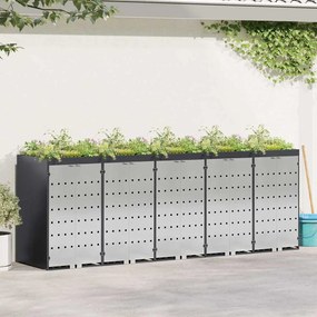 vidaXL Αποθήκη τροχήλατου κάδου για 3 κάδους Ατσάλι Ανθρακί