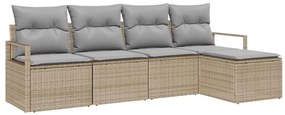 vidaXL Σετ Καναπέ με μαξιλάρι 5 pcs Μπεζ συνθετικό ρατάν