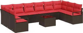 vidaXL Σετ Καναπέ με μαξιλάρι 11 pcs Καφέ συνθετικό ρατάν