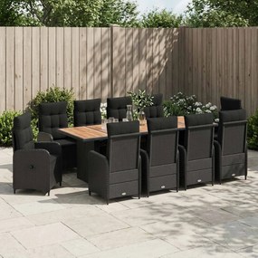 vidaXL Σετ Εξωτερικής Τραπέζης 11 τμχ. Μαύρο 240 x 90 x 75 cm