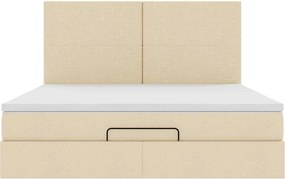 vidaXL Οθωμανικό Κρεβάτι με Στρώμα Κρέμα 160x200cm Ύφασμα