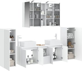 vidaXL Σετ Επίπλων Μπάνιου 6 pcs Λευκό Επεξεργασμένο Ξύλο και Γυαλί