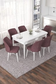 Extendable Dining Table &amp; Chairs Set (7 Pieces) Nef - White, Dusty Rose White
Dusty Rose