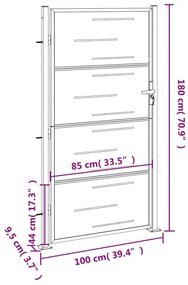 Πόρτα Περίφραξης Κήπου 100 x 180 εκ. από Ανοξείδωτο Ατσάλι - Ασήμι
