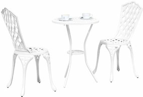 vidaXL Σετ Μπιστρό Κήπου 3 pcs Λευκό Αλουμίνιο