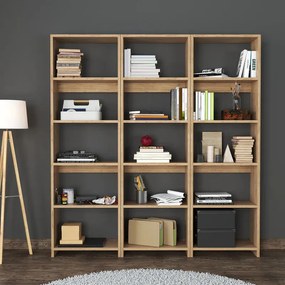 Βιβλιοθήκη Rabuku pakoworld σε oak απόχρωση 146x22x123εκ (1 τεμάχια)