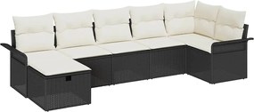 vidaXL Σετ Καναπέ Κήπου με μαξιλάρι 7 pcs Μαύρο Πολυ ράταν