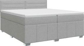 vidaXL Κρεβάτι box spring με στρώμα Ανοιχτό γκρι 200 x 200 cm Ύφασμα