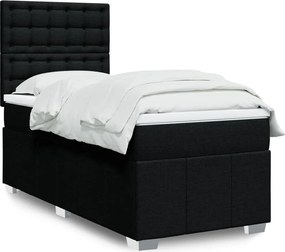 vidaXL Κρεβάτι Boxspring με Στρώμα Μαύρο 80 x 200 εκ. Υφασμάτινο