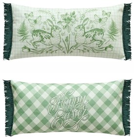Μαξιλάρι Διακοσμητικό (Με Γέμιση) Easter 24 05 Green-Ecru Kentia 30X60 30x60cm Cotton-Polyester