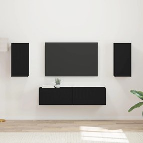 vidaXL Σετ επίπλου τηλεόρασης 4 pcs Μαύρο Επεξεργασμένο ξύλο