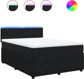 vidaXL Κρεβάτι Boxspring με Στρώμα Μαύρο 140x190 εκ. Βελούδινο