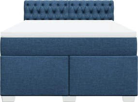 vidaXL Κρεβάτι Boxspring με Στρώμα Μπλε 140x200 εκ. Υφασμάτινο