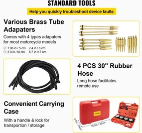 VEVOR Fuel Vacuum Carburetor Synchronize Tool Kit Fuel vacuum Carburetor Synchronizer carb sync Gauge σετ με ελαστικό σωλήνα