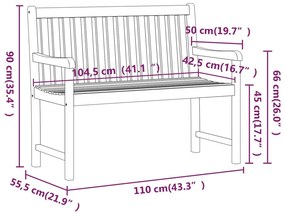 vidaXL Πάγκοι κήπου 1-Αριθμός καθισμάτων 110 x 55,5 x 90 cm