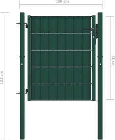 vidaXL Πόρτα Περίφραξης Πράσινη 100x81 εκ. από PVC και Ατσάλι