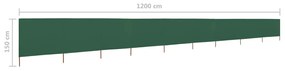 vidaXL Προστατευτικό Αέρα με 9 Πάνελ Πράσινο 1200 x 120 εκ. Υφασμάτινο